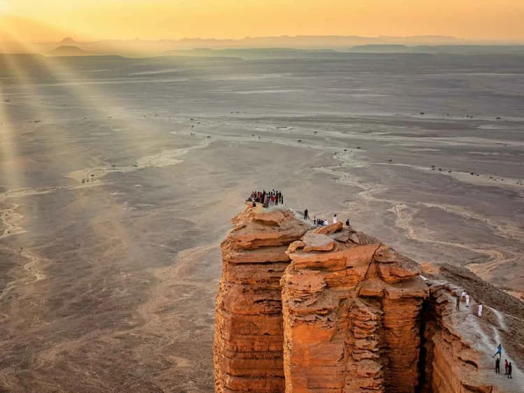 Edge of the World cliff near Riyadh with a vast desert plain below