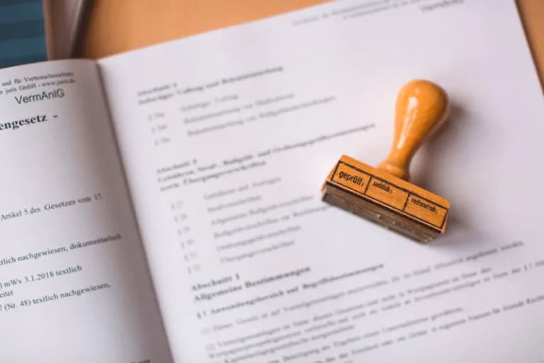 Official documents with stamps and seals