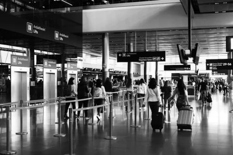 Airport departure terminal gate