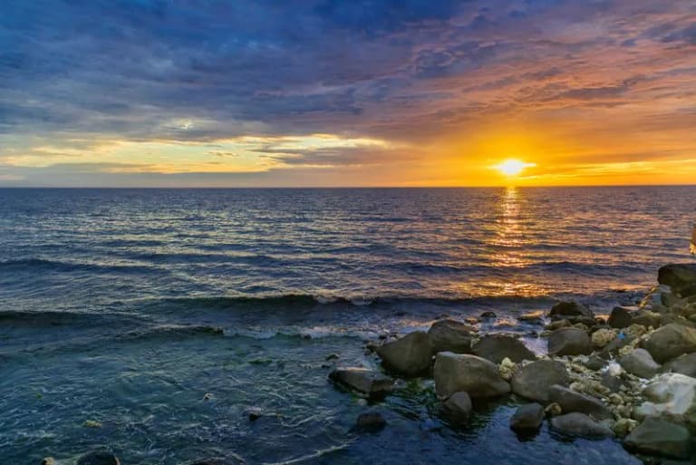 Sunset over the Jeddah coastline on the Red Sea